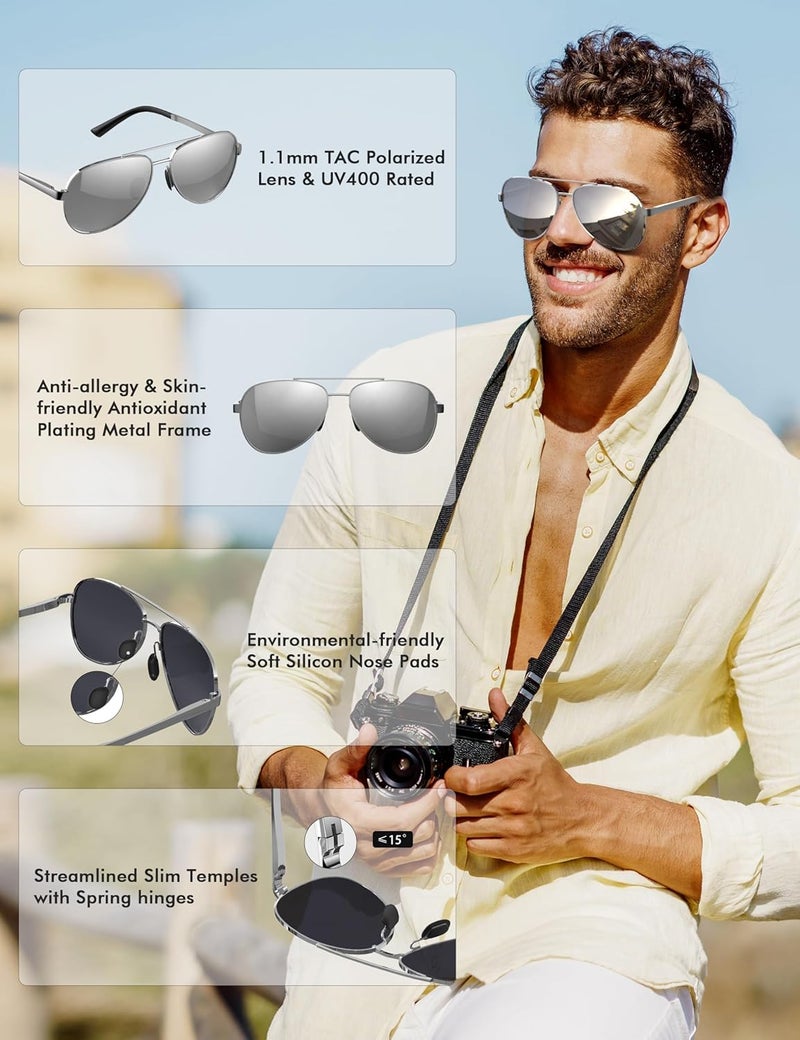 LUENX Aviator Sunglasses for Men Women Polarized - UV400 Protection, Stylish Shades, Driving, Outdoor Activities - Image 5