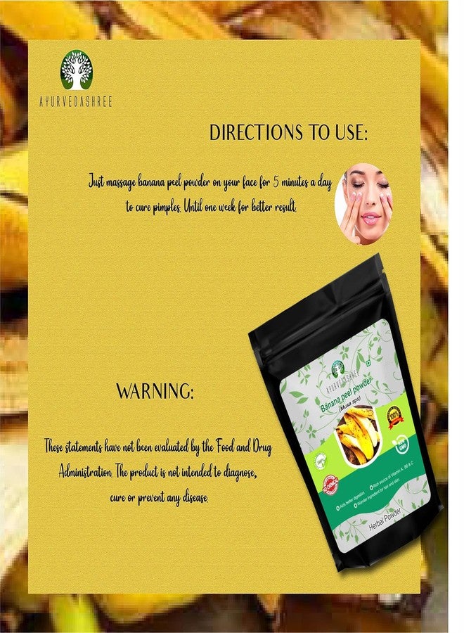 AYURVEDASHREE مسحوق قشر الموز AYURVEDASHREE 50 جرام | مسحوق قشر الموز لتكييف الشعر ومرطبات الوجه | بدون مواد حافظة | بدون سيليكا | للاستخدام الخارجي فقط | - Image 2
