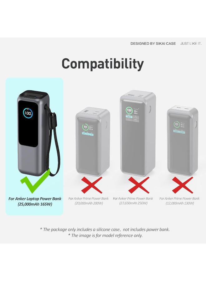 SIKAI Silicone Protective Case compatible with Anker Laptop Power Bank 165W (25000mAh) - Anti-shock, anti-scratch, non-slip design, washable, comfortable to hold, (N Black) - Image 2