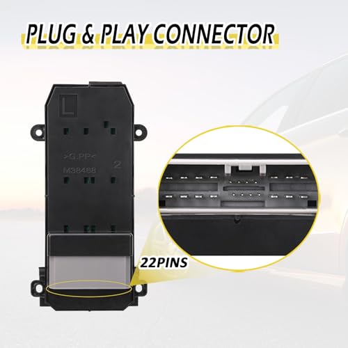 Vurkcy Power Master Window Switch Control Button Front Left Driver Side Compatible with Honda Civic 2006-2011 Replacement OEM 35750-SNV-H51 35750-SNA-A13, 1 Auto Button White Light 22 Pins - Image 3