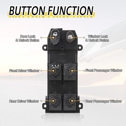 Vurkcy Power Master Window Switch Control Button Front Left Driver Side Compatible with Honda Civic 2006-2011 Replacement OEM 35750-SNV-H51 35750-SNA-A13, 1 Auto Button White Light 22 Pins - Image 4