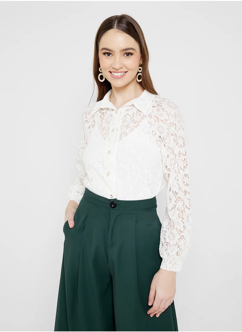 ELLA Lace Button Down Shirt