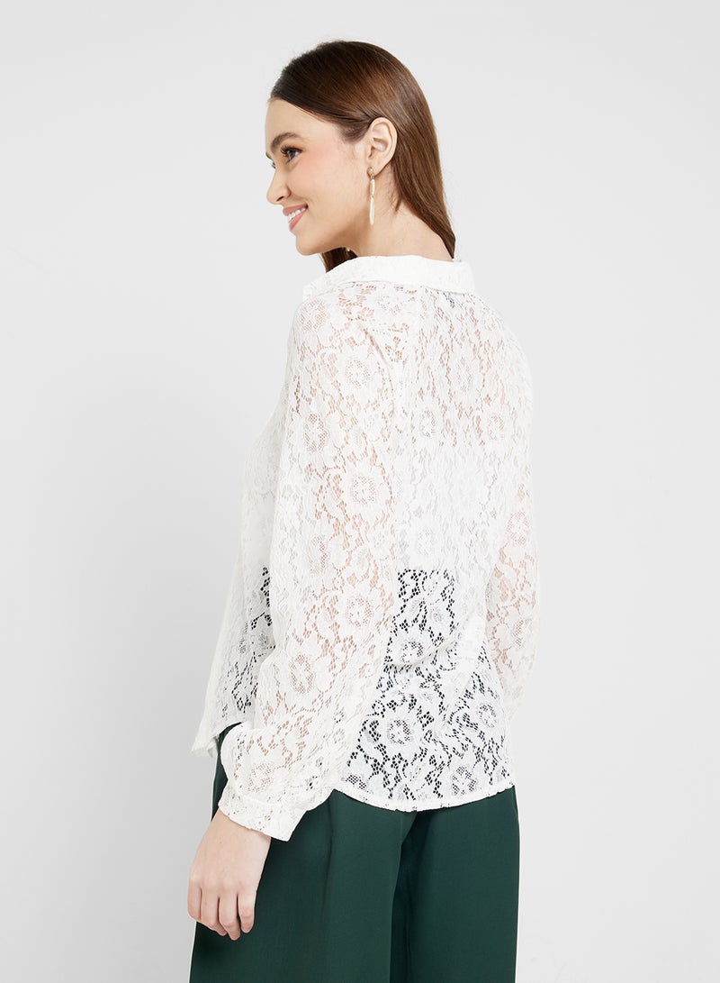 ELLA Lace Button Down Shirt - Image 2