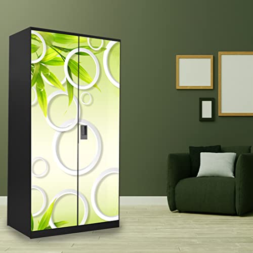 WallDaddy Self Adhesive Almirah Stickers, Wall Stickers, Decorative Sticker Wallpaper for Home Wardrobe Doors (Neem Gola Almirah) PVC Vinyl Size Large (39 x 84 Inch) - Image 4