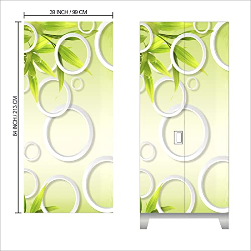 WallDaddy Self Adhesive Almirah Stickers, Wall Stickers, Decorative Sticker Wallpaper for Home Wardrobe Doors (Neem Gola Almirah) PVC Vinyl Size Large (39 x 84 Inch) - Image 2
