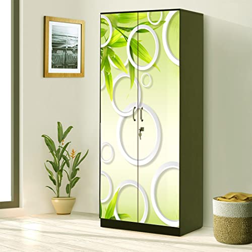 WallDaddy Self Adhesive Almirah Stickers, Wall Stickers, Decorative Sticker Wallpaper for Home Wardrobe Doors (Neem Gola Almirah) PVC Vinyl Size Large (39 x 84 Inch) - Image 1