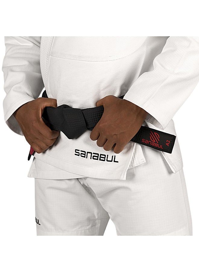 Sanabul  BJJ Belt Men & Women | Brazilian Jiu Jitsu Belt with Ranking Stripes Sleeve Bar | Kids Jiu Jitsu Gi | IBJJF Approved (BLACK,A1) - Image 3