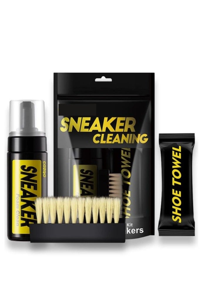 SNEAKER CLEANING Shoe and Sneaker Cleaner Kit, Easy Detergent for Sneakers Athletic Shoes - Water-Free Foam Sneaker Cleaner with Shoe Brush and Shoe Cloth Easy, Gentle Rub Design | 3 in 1 Stain Remover Spray Removes Dirt, Grime and Grass - Image 1