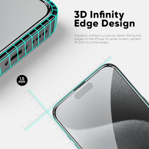 FLOLAB NanoArmour ONETIME PRO for iPhone 15 Pro Max Privacy Screen Protector, Anti-Reflective, 3D Edge-to-Edge, Anti-Spy Tempered Glass, Reinforced Edges, Durable, Smooth, Easy Install, Dust-Free - Image 3