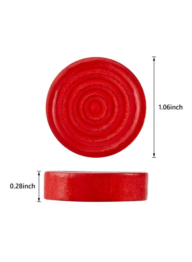 Skylety 24 Pieces Wooden Checkers Pieces 1.06 Inch Checkers Board Game Pieces Stackable Ridge in Drawstring Storage Pouch, Red and Black  - Image 2