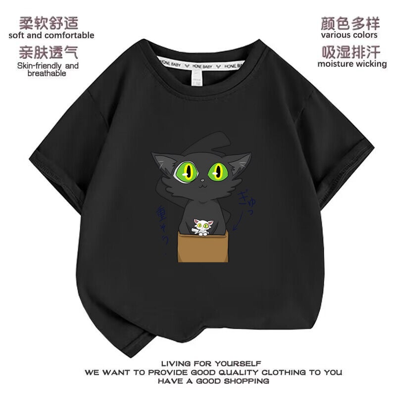 Bell Bud's Journey Animation Peripheral T-shirt Boys and Girls Same Style Japanese Minister Cat Printed Children's Wear Half Sleeve Clothes - Image 5