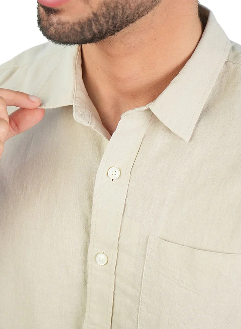 GIORDANO  Men's Slim Linen Cotton Short-Sleeve Shirt for Men | Best Price UAE