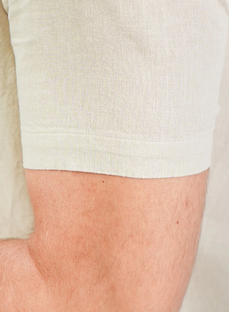 GIORDANO  Men's Slim Linen Cotton Short-Sleeve Shirt for Men | Best Price UAE