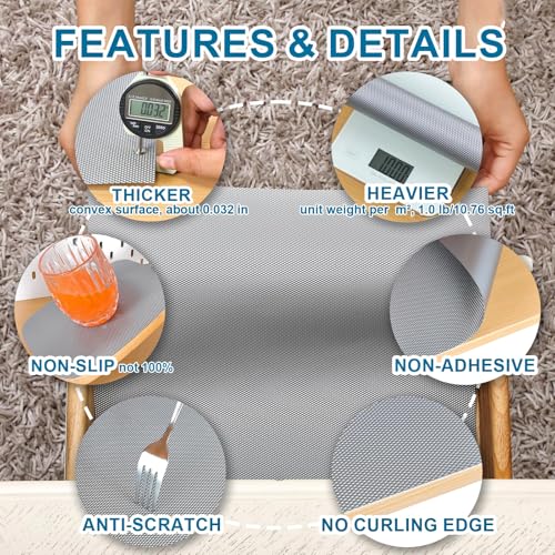 Kuber Industries Solid Multipurpose Diamond Textured Super Strong Anti-Slip Mat Liner 5 Meter Roll (Grey), PVC - Image 2