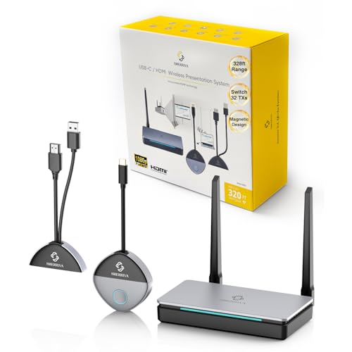 SHERRIVA Wireless HDMI Transmitter and Receiver, USB-C & HDMI Adapter, 1080P@60Hz, 328 ft Range, 2.4G/5G, Up to 32 Transmitters, Plug and Play, for Laptop, PC, Phone, Camera, TV, Monitor, Projector - Image 1