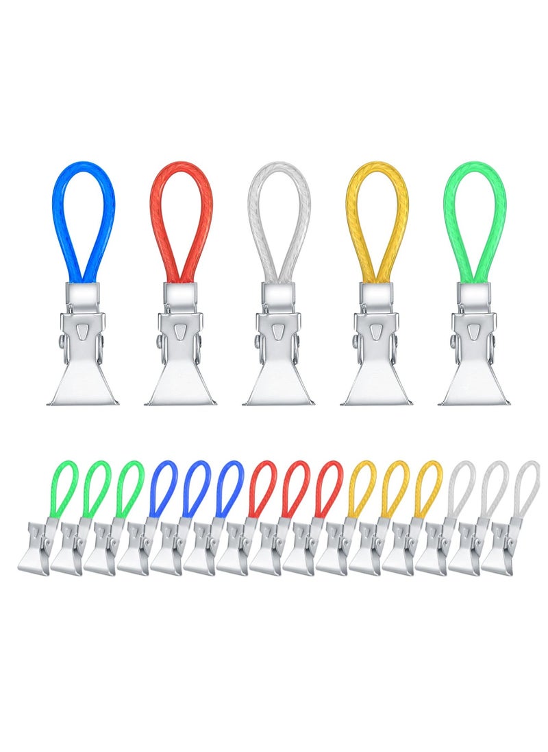 20Pcs Tea Towel Hanging Clips, 5 Colors Metal Tea Towel Storage Clip, Multicolour Bath Towels Clothes Peg for Homes Beach Bathroom (Blue Green Red Yellow Silver) - Image 1