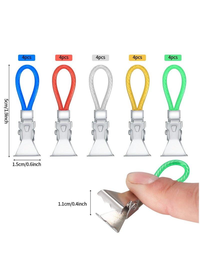 20Pcs Tea Towel Hanging Clips, 5 Colors Metal Tea Towel Storage Clip, Multicolour Bath Towels Clothes Peg for Homes Beach Bathroom (Blue Green Red Yellow Silver) - Image 2