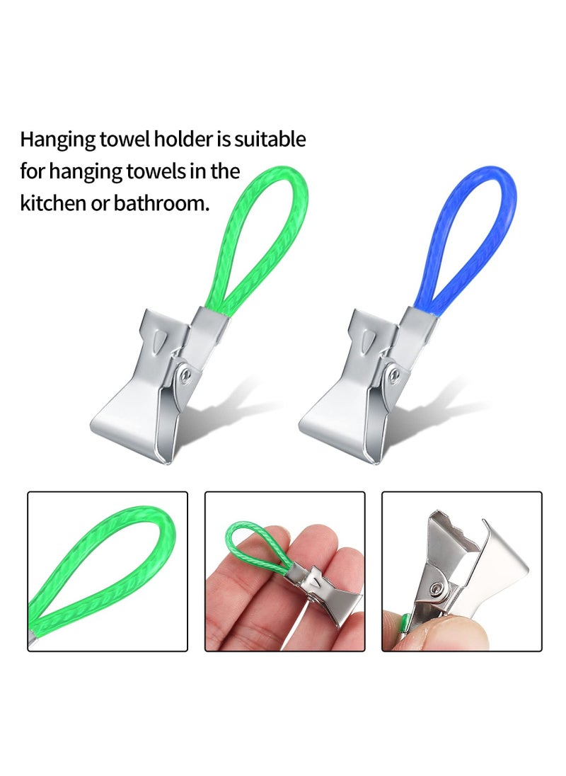 20Pcs Tea Towel Hanging Clips, 5 Colors Metal Tea Towel Storage Clip, Multicolour Bath Towels Clothes Peg for Homes Beach Bathroom (Blue Green Red Yellow Silver) - Image 3