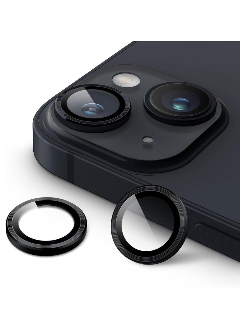 جي تيك واقي عدسة الكاميرا لهاتف Iphone 14 6.1 بوصة وiphone 14 Plus 6.7 بوصة 9h غطاء حلقي معدني فردي من الزجاج المقسى عالي الدقة شفاف 3 عبوات منتصف الليل - Image 1