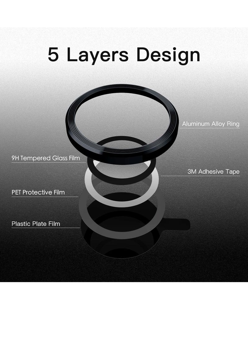 جي تيك واقي عدسة الكاميرا لهاتف Iphone 14 6.1 بوصة وiphone 14 Plus 6.7 بوصة 9h غطاء حلقي معدني فردي من الزجاج المقسى عالي الدقة شفاف 3 عبوات منتصف الليل - Image 2