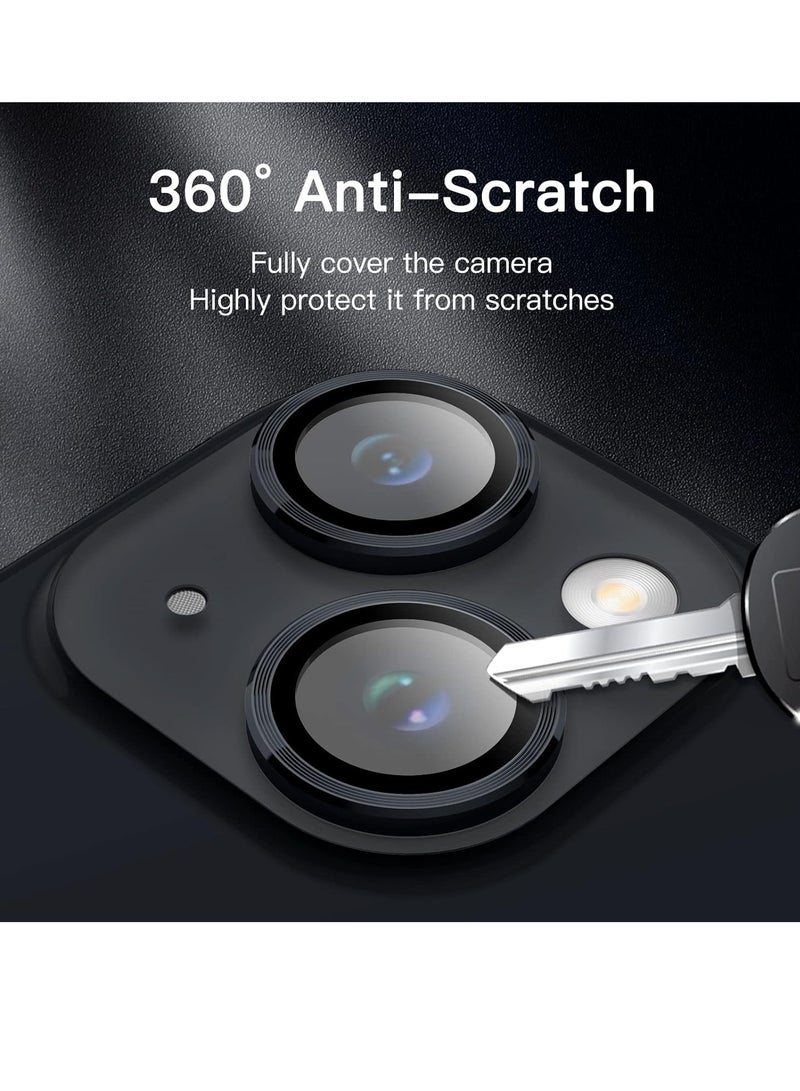 جي تيك واقي عدسة الكاميرا لهاتف Iphone 14 6.1 بوصة وiphone 14 Plus 6.7 بوصة 9h غطاء حلقي معدني فردي من الزجاج المقسى عالي الدقة شفاف 3 عبوات منتصف الليل - Image 4
