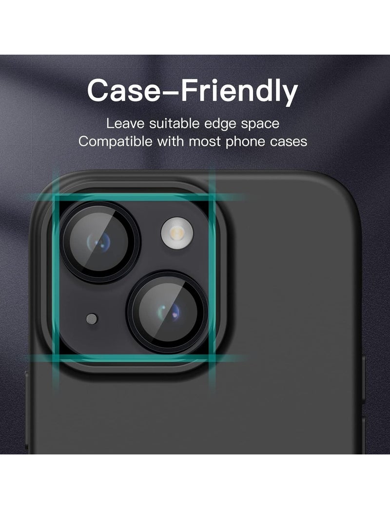 جي تيك واقي عدسة الكاميرا لهاتف Iphone 14 6.1 بوصة وiphone 14 Plus 6.7 بوصة 9h غطاء حلقي معدني فردي من الزجاج المقسى عالي الدقة شفاف 3 عبوات منتصف الليل - Image 5
