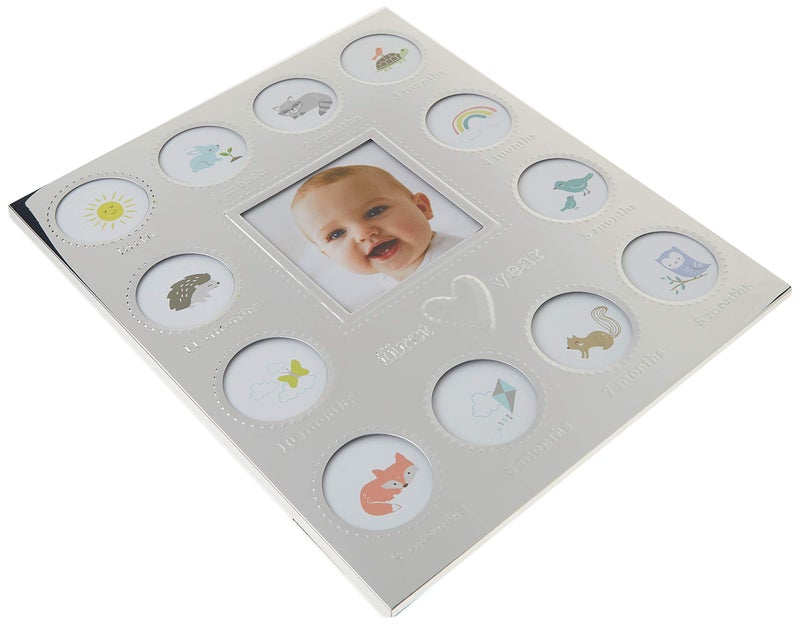 C.R. Gibson Carter's Baby's First Year Animal Theme Silver Metal Month by Month Picture Frame, 9.75" L x 11.75" H - Image 4