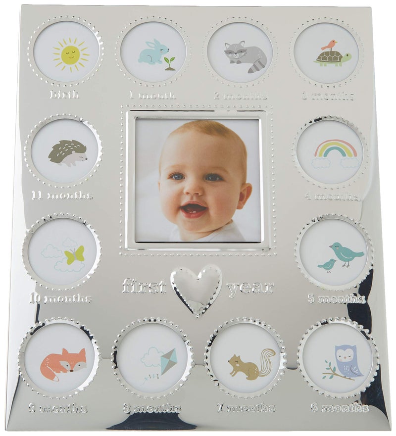 C.R. Gibson Carter's Baby's First Year Animal Theme Silver Metal Month by Month Picture Frame, 9.75" L x 11.75" H - Image 2