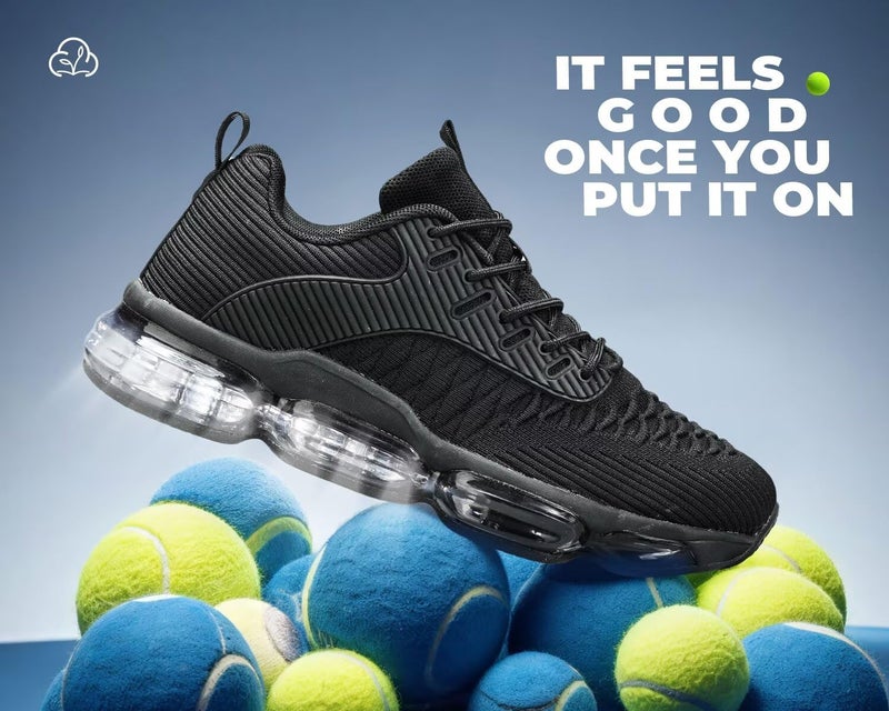 Kapsen Mens Running Shoes Air Cushion Tennis Walking Sneakers Casual Sport Gym Jogging All/Black 6.5 - Image 3