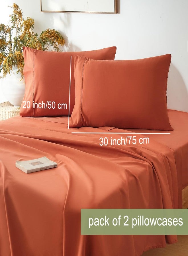 Mohap Bed Sheet Set 4 Pieces Double Brushed Microfiber 1800 - Breathable Cooling Luxury Soft Bedding - Full Persimmon - Image 4
