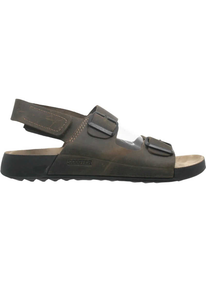 سكوتر Olive Leather Men's Casual Anatomical Sandals M7012CO