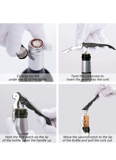 KASTWAVE 2 Pack Waiter Corkscrew Heavy Duty Chrome Waiter Corkscrew Drink Opener with Foil Cutter for Bartenders and Waiter Black Bottle Opener  - Image 3