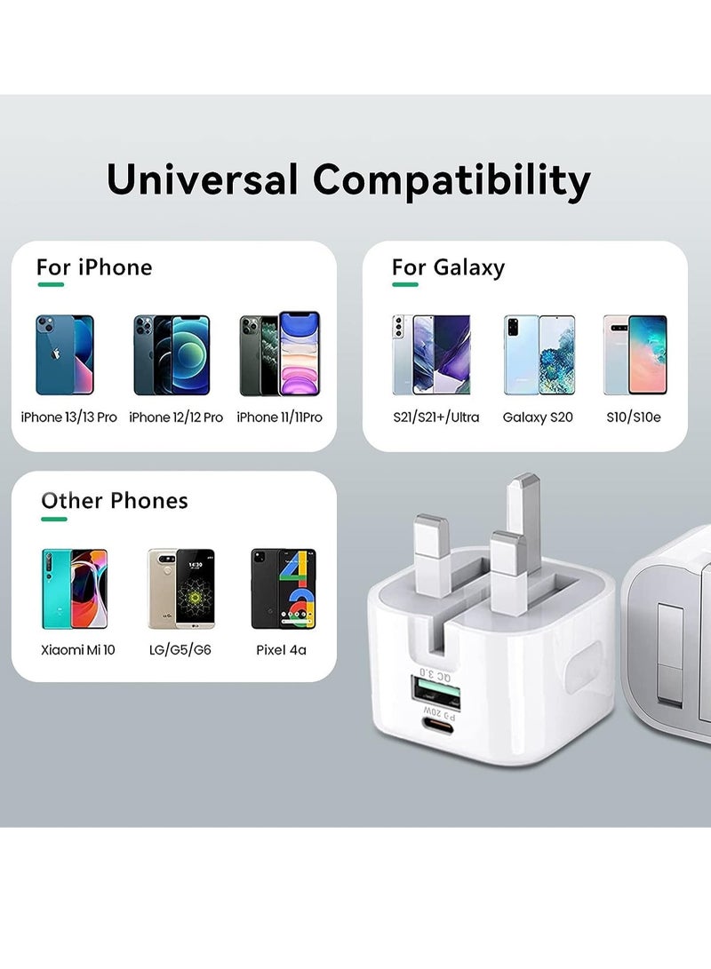 ELTRAZONE 20W USB C Charger Block, 2-Ports [USB-C + USB] Charging Station, QC PD3.0 GaN Fast Charging Block, Type C Power Adapter for iPad Pro/iPhone/Samsung Note/Galaxy (With Cable)  - Image 4