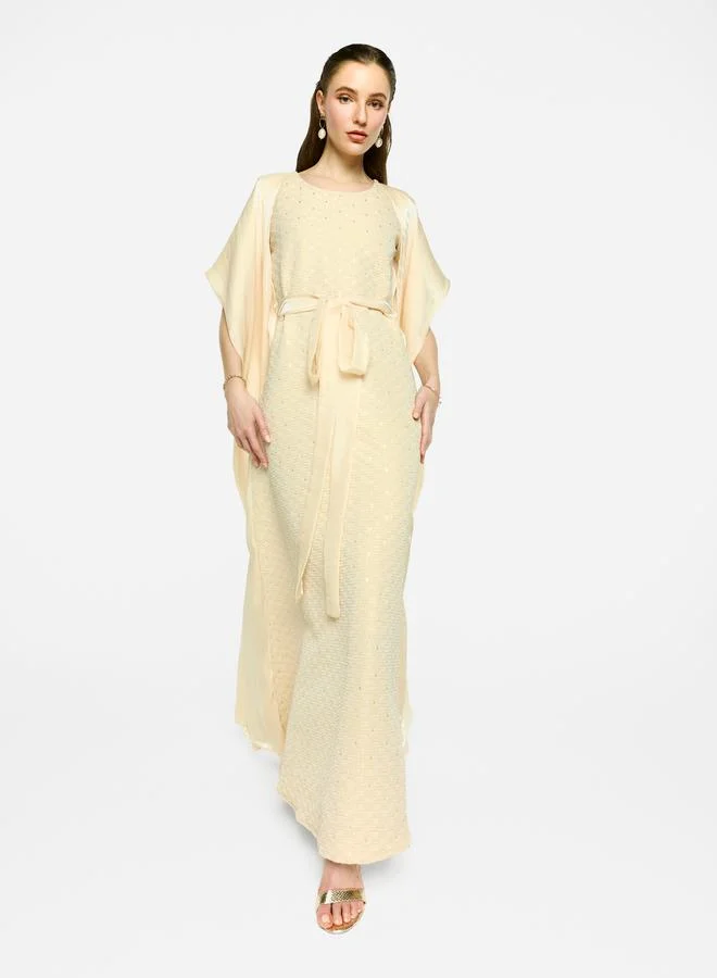 House of Moda House of Moda Embellished Kimono Sleeve Belted Maxi Dress
