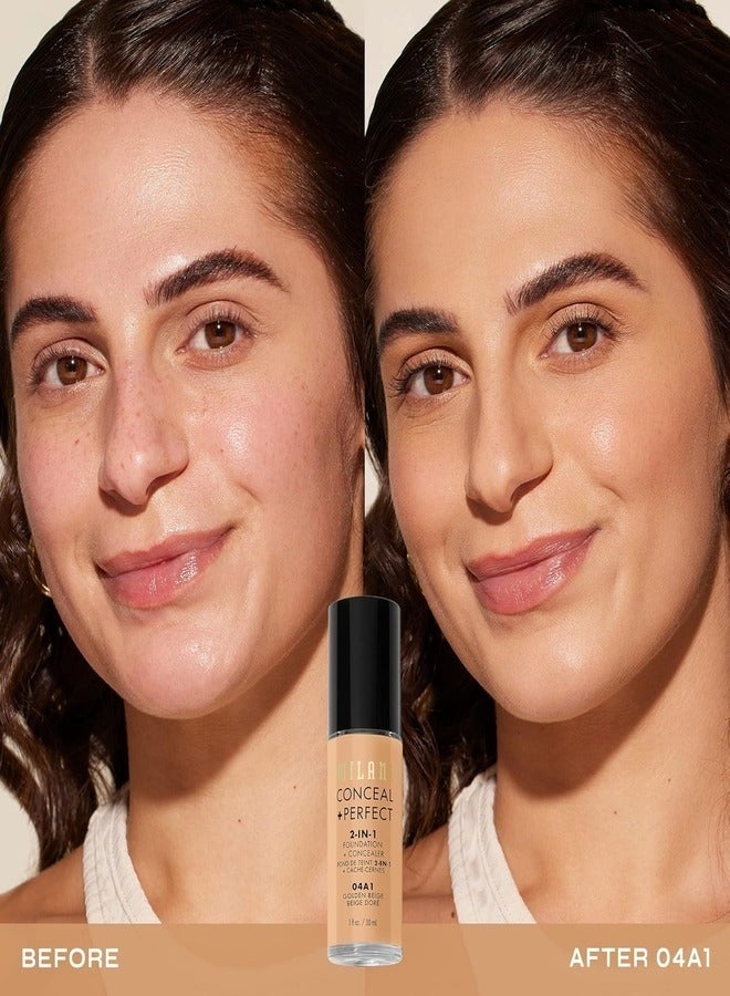 MILANI Milani Cosmetics Conceal + Perfect 2-In-1 Foundation + Concealer 04A1 Golden Beige 30ml – Full Coverage, Lightweight, Long-Lasting, Water-Resistant, Oil-Free, Vegan & Cruelty-Free - Image 2