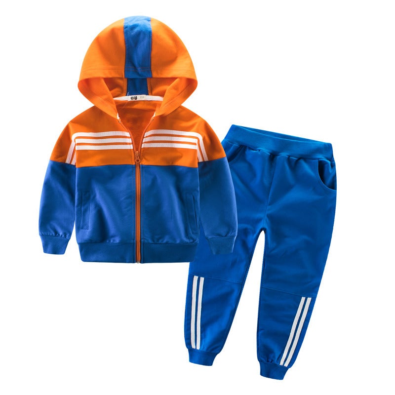 2024 Autumn Kids Set Korean-style Sporty Outfit DT3710 color blue Orange 