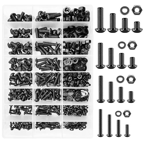 Mywish 900Pcs Metric Screw Assortment Kit, M3 M4 M5 M6 Bolts Nuts & Flat Washers, Grade 10.9 Alloy Steel Hex Socket Head Screws, Wrenches, Fully Threaded, Black Nuts and Bolts Assortment Kit - Image 2