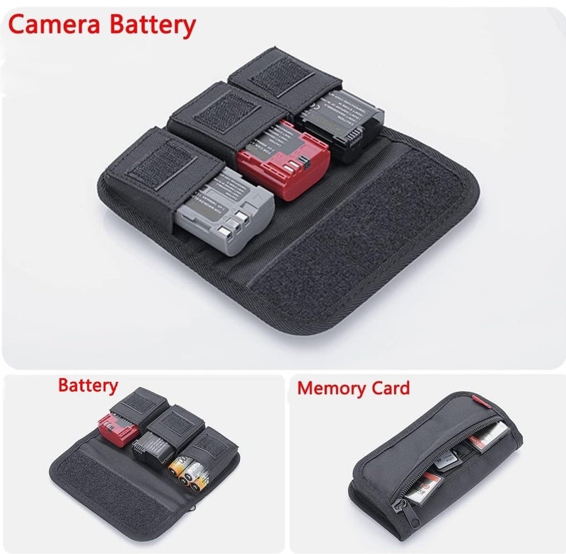 ALASKA ® DSLR Battery Holder Storage Case Cum Waist Bag (3 Pocket) Suitable for AA Battery and LP-E6/ LP-E17/ FZ100/ FW50/ F550, with Zipper Pocket for SD Card, Memory Card etc. - Image 3