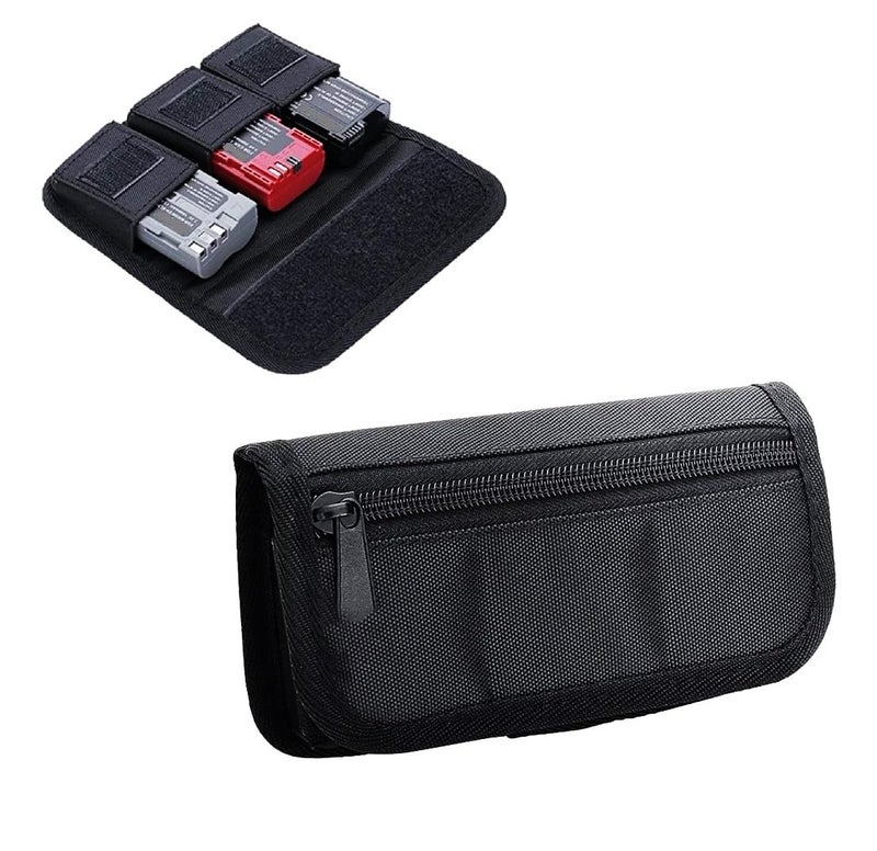 ALASKA ® DSLR Battery Holder Storage Case Cum Waist Bag (3 Pocket) Suitable for AA Battery and LP-E6/ LP-E17/ FZ100/ FW50/ F550, with Zipper Pocket for SD Card, Memory Card etc. - Image 1