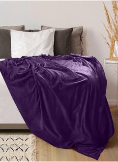 Utopia Bedding Utopia Bedding Fleece Blanket Queen Size Purple 300GSM Luxury Bed Blanket Anti-Static Fuzzy Soft Blanket Microfiber (90x90 Inches)  - Image 1