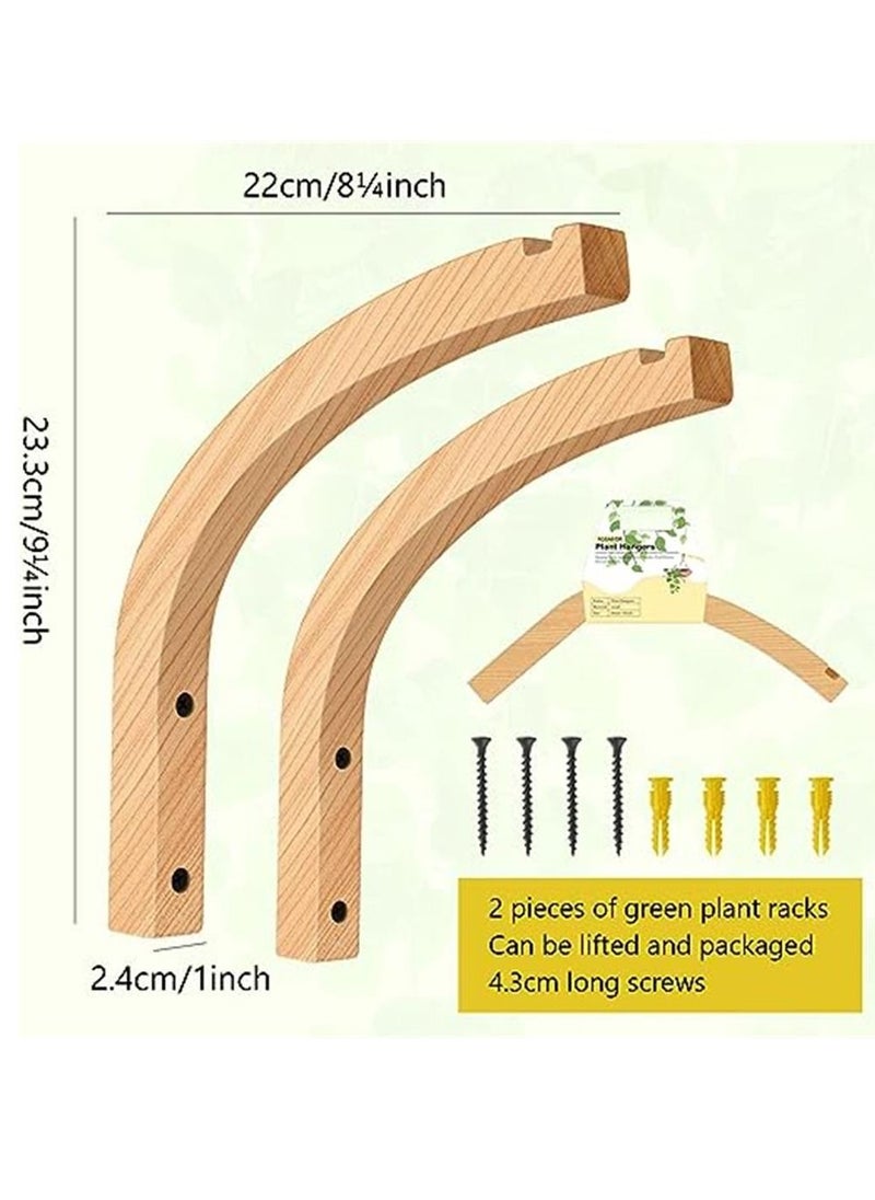 Generic - Plant Hanger, Wall Planters for Indoor Plants, Wooden Wall Mounted Hanging Plant Hooks, Basket Hooks for Lanterns, Flower Bracket, Wind Chimes, Decoration (2-Pack,8-Inch) - Image 1