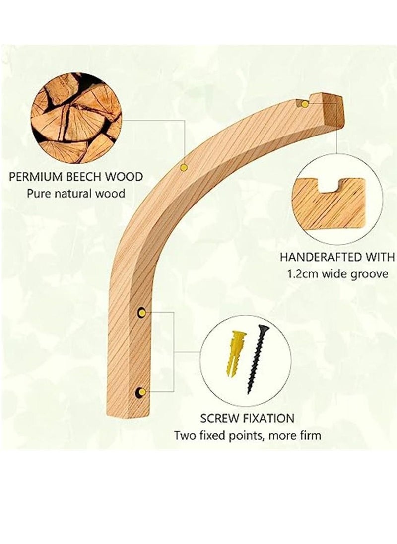 Generic - Plant Hanger, Wall Planters for Indoor Plants, Wooden Wall Mounted Hanging Plant Hooks, Basket Hooks for Lanterns, Flower Bracket, Wind Chimes, Decoration (2-Pack,8-Inch) - Image 1
