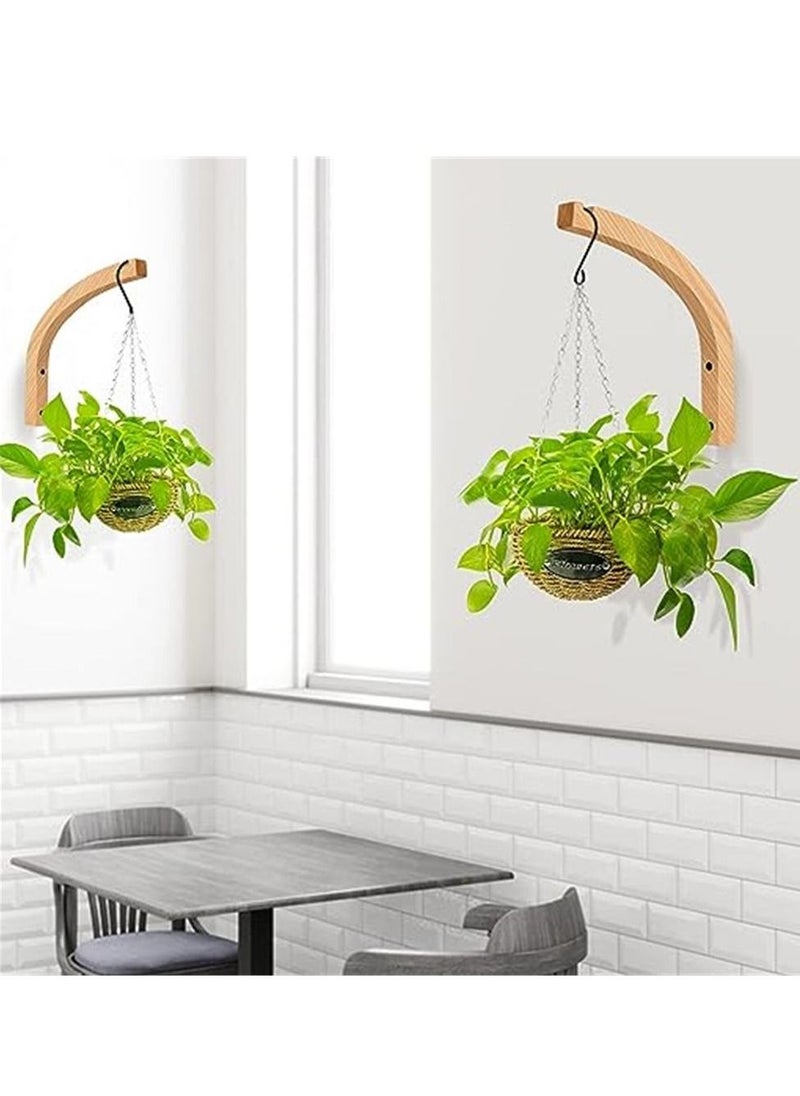 Generic - Plant Hanger, Wall Planters for Indoor Plants, Wooden Wall Mounted Hanging Plant Hooks, Basket Hooks for Lanterns, Flower Bracket, Wind Chimes, Decoration (2-Pack,8-Inch) - Image 1