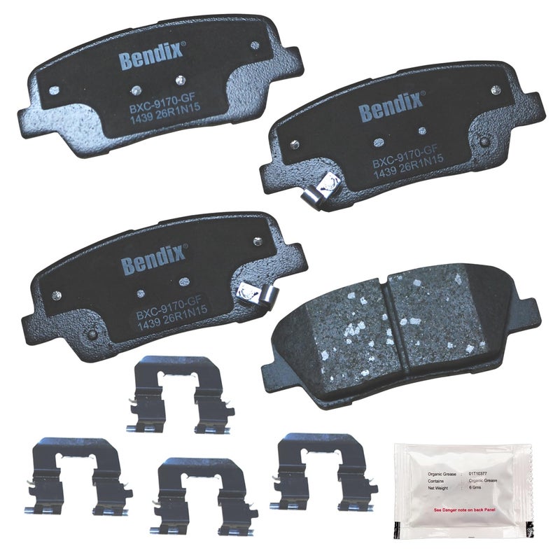 Bendix Priority1 CFC1439 Ceramic Rear Brake Pads for Select Models Genesis G70 G80 Hyundai Coupe Santa Fe Fe XL Kia Sorento Stinger