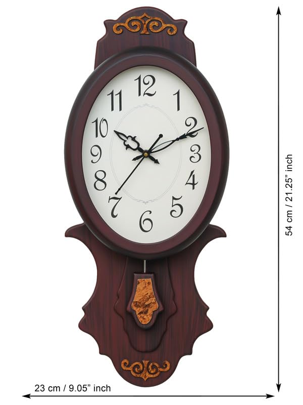 CHRONIKLE Elegant Vertical Wooden Case Analog Pendulum Wall Clock for Living Room Home Decorations Office Gifts (Size: 23 x 7 x 54 CM | Weight: 1215 Gram | Color: Rosewood) - Image 4