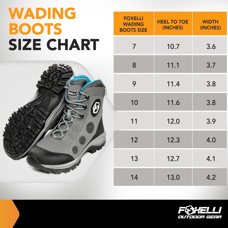 Foxelli Wading Boots – Lightweight Fly Fishing Boots for Men, Rubber Sole Wading Shoes - Image 3