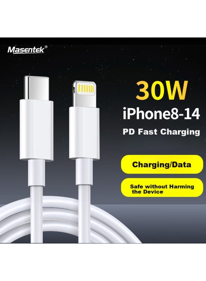 Masentek Type-c To Lightning Charging Cable, 30w Pd Fast Charging Data Cable, Compatible With Apple Iphone 14/13/12 Pro Max/11/8/67, Ipad, 1m - Image 1