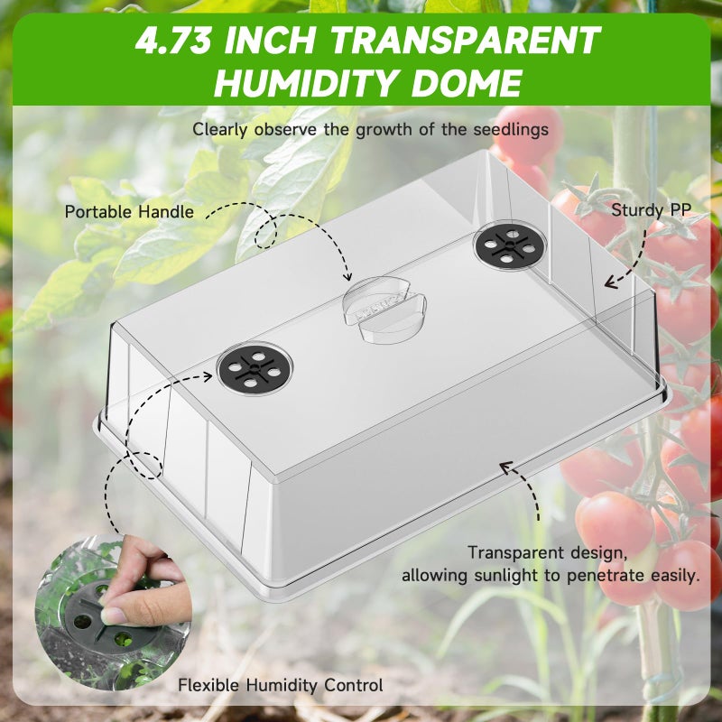 Adawook Seed Starter Tray, Gardening Plant Grow Trays Kit for Seedling, Germination Trays with 4.72 Inch High Humidity Domesï¼ŒLarge Growing Space & Better Air Flow for Seed Starting, Mini Greenhouse, 3PCS - Image 3