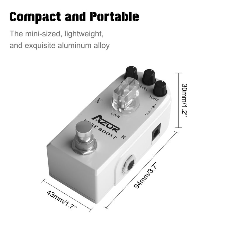 AZOR Pure Boost Guitar Effect Pedal Micro Clean Boost Pedal for Electric Guitar True Bypass - Image 2