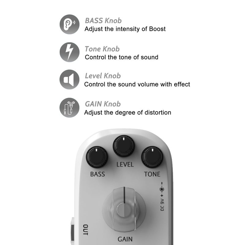 AZOR Pure Boost Guitar Effect Pedal Micro Clean Boost Pedal for Electric Guitar True Bypass - Image 3